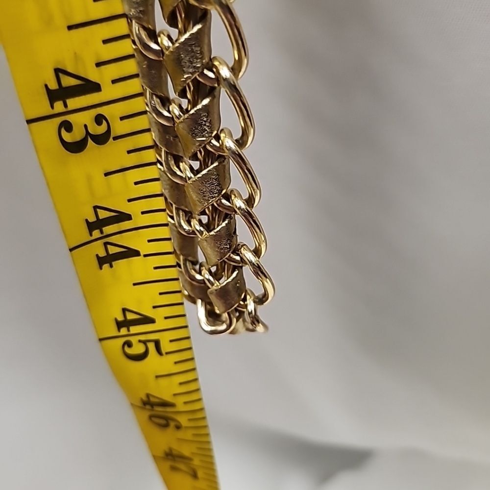 VINTAGE GOLD BUCKLE BELT METAL CHAIN BOHO HIPPIE 1 1/4" SIZE L 45" - Picture 4 of 7